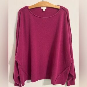 Garnet Hill Braid Detail Fuchsia Sweater